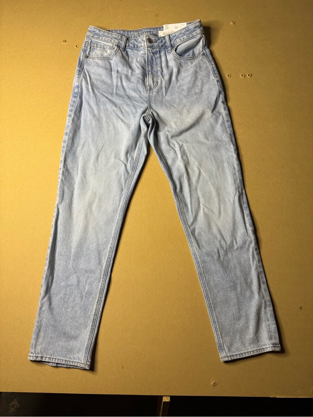 American Eagle Outfitters Light Wash Super High-Rise Mom Straight Jeans